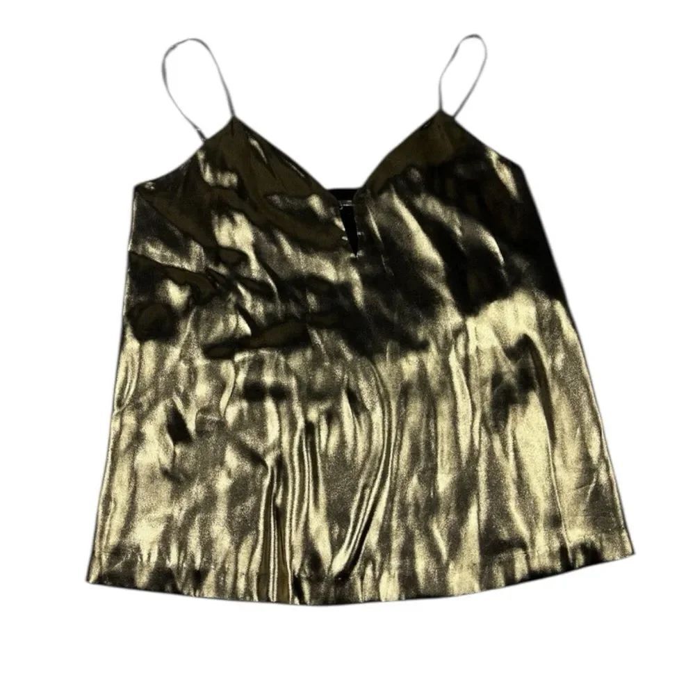 Marciano V-Neck Tank Top Gold Metallic Dressy Glam Strappy Lined Shirt Blouse XS